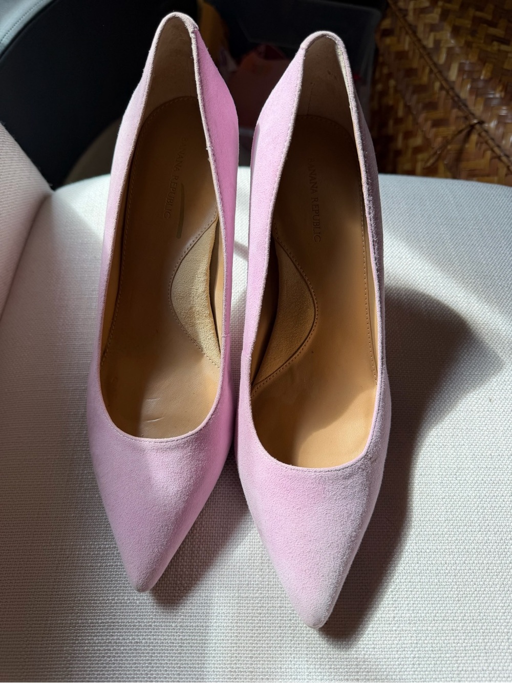 Banana Republic Light Pink Suede Pointed-Toe Pumps